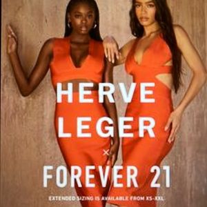 Herve Leger Bandage Midi Skirt. Color: Orange. Size M